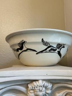 Vintage Hobby Artist Hand Made Large Painted Horse Western Serving Bowl