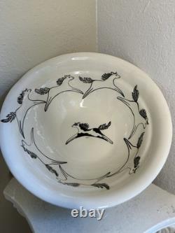 Vintage Hobby Artist Hand Made Large Painted Horse Western Serving Bowl