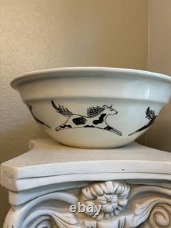 Vintage Hobby Artist Hand Made Large Painted Horse Western Serving Bowl