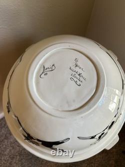 Vintage Hobby Artist Hand Made Large Painted Horse Western Serving Bowl