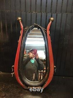 Vintage Horse Collar with Brass Ball Hames and Mirror Lg Size 30in x 15in