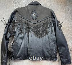 Vintage Indian Western Leather Black Jacket size L