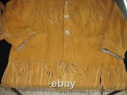 Vintage J. Peterman FRONTIERSMAN Suede Leather Western Fringe Jacket Mens Sz L