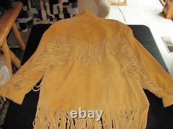 Vintage J. Peterman FRONTIERSMAN Suede Leather Western Fringe Jacket Mens Sz L