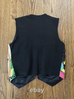 Vintage Jeanette Kastenburg Platinum Sequin Trophy Vest Country Western Cactus