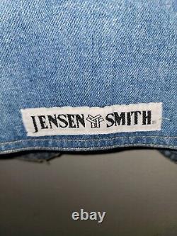Vintage Jensen Smith Cowboy leather Denim Jean Vest Western Trucker Size Large