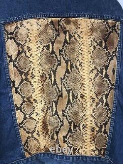 Vintage Jensen Smith Genuine Snakeskin Denim Jacket Large Western Cowboy