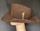 Vintage John B Stetson Cowboy Hat 3X Beaver Felt Brown Feather Pin 7 5/8 Western