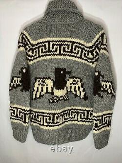 Vintage Kanata Canada Zapdos Bird Western Cowichan Pure Virgin Wool Sweater