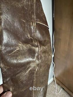 Vintage Kit Karson Pony Hide Mens Large Leather Rust Brown Bomber Jacket Sherpa