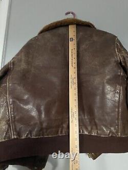 Vintage Kit Karson Pony Hide Mens Large Leather Rust Brown Bomber Jacket Sherpa