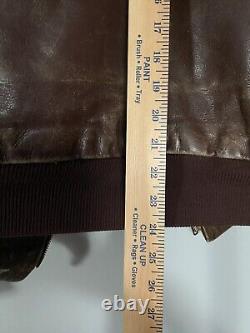 Vintage Kit Karson Pony Hide Mens Large Leather Rust Brown Bomber Jacket Sherpa