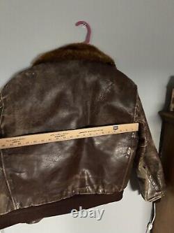 Vintage Kit Karson Pony Hide Mens Large Leather Rust Brown Bomber Jacket Sherpa