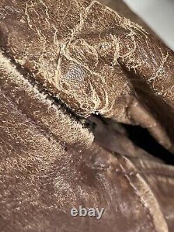 Vintage Kit Karson Pony Hide Mens Large Leather Rust Brown Bomber Jacket Sherpa