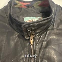 Vintage L Adler Western Aztec Two Tone Brown Black Leather Bomber Jacket Harley