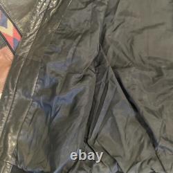 Vintage L Adler Western Aztec Two Tone Brown Black Leather Bomber Jacket Harley
