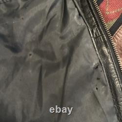 Vintage L Adler Western Aztec Two Tone Brown Black Leather Bomber Jacket Harley