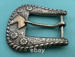 Vintage Large 1 Opening Sterling Silver Antique Keyston Bros Ranger Belt Buckle