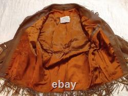 Vintage Lariat Fringe Leather Jacket Native American Southwestern Beads sz L