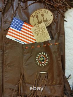 Vintage Lariat Fringe Leather Jacket Native American Southwestern Beads sz L