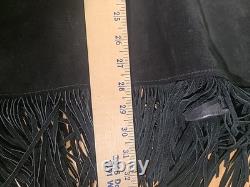 Vintage Lariat Western Tassel Fringe Black Leather Jacket Large