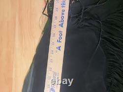 Vintage Lariat Western Tassel Fringe Black Leather Jacket Large