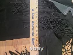 Vintage Lariat Western Tassel Fringe Black Leather Jacket Large
