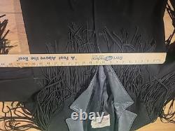 Vintage Lariat Western Tassel Fringe Black Leather Jacket Large
