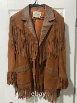 Vintage Lariet Leathers Fringe Suede Jacket L Western Cowboy Cowgirl USA Made