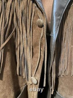 Vintage Lariet Leathers Fringe Suede Jacket L Western Cowboy Cowgirl USA Made
