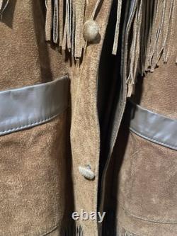 Vintage Lariet Leathers Fringe Suede Jacket L Western Cowboy Cowgirl USA Made