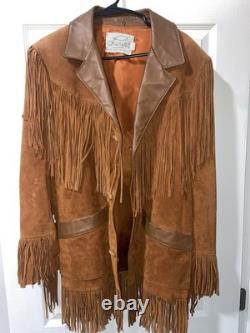 Vintage Lariet Leathers Fringe Suede Jacket L Western Cowboy Cowgirl USA Made
