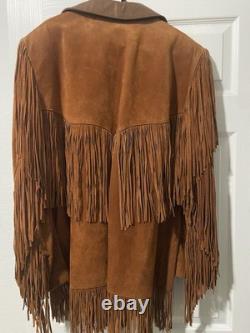 Vintage Lariet Leathers Fringe Suede Jacket L Western Cowboy Cowgirl USA Made