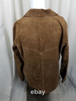 Vintage Leather Suede Lace Up Mountain Man Western Popover Shirt Jacket Mens L