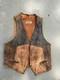 Vintage Leather Vest 70s Western Brown weathered Patina Mens Rare Large VTG Y2K