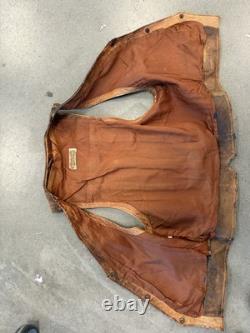 Vintage Leather Vest 70s Western Brown weathered Patina Mens Rare Large VTG Y2K