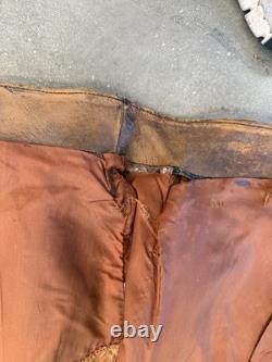 Vintage Leather Vest 70s Western Brown weathered Patina Mens Rare Large VTG Y2K