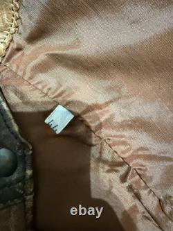 Vintage Leather Vest 70s Western Brown weathered Patina Mens Rare Large VTG Y2K