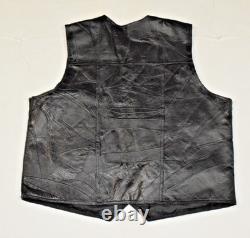 Vintage Leather Vest South West Territory Size L Black Patchwork Lined Snap