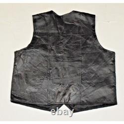 Vintage Leather Vest South West Territory Size L Black Patchwork Lined Snap