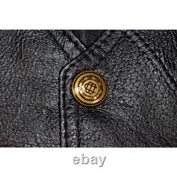 Vintage Leather Vest South West Territory Size L Black Patchwork Lined Snap