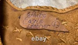 Vintage Leather Vest WHITE EAGLE Large Native Beaded Fringe Western