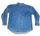 Vintage Levi's Large Denim Jean Shirt Blue Long Sleeve Orange Tab