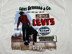 Vintage Levi's Western Denim Jeans Gold Rush T Shirt L Deadstock 90s Big E Tee