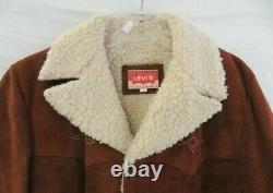 Vintage Levi's Western Suede Leather Sherpa Jacket Men's Large 70s 80s 90s