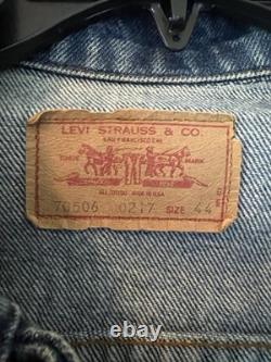 Vintage Levis 70506 Tooled Western Leather Jean Trucker Jacket Conchos Large/44
