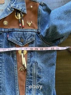 Vintage Levis 70506 Tooled Western Leather Jean Trucker Jacket Conchos Large/44