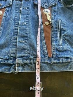 Vintage Levis 70506 Tooled Western Leather Jean Trucker Jacket Conchos Large/44