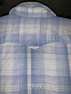 Vintage Levis Big E 1950s Plaid Diamond Blue Pearl Snap Western Shirt- Large
