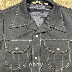 Vintage Levis Panatela Jacket Mens Large Blue Western Pearl Snap Disco 70s 1970s